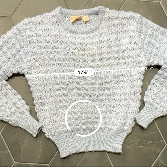 VTG 70s Light Blue Chunky Knit Popcorn Crewneck Sweater - Picture 9 of 9